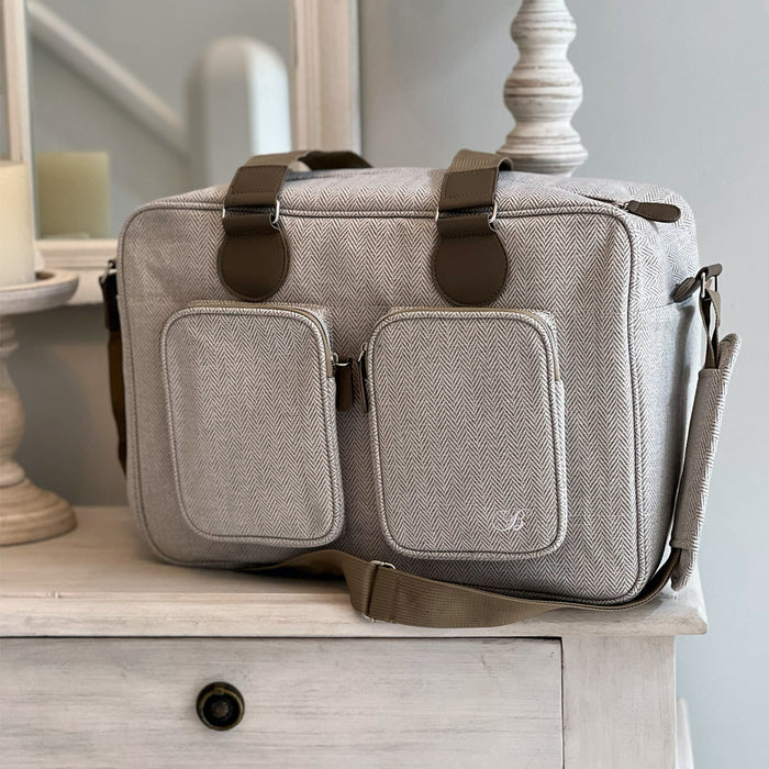 Deluxe Changing Bag - Oatmeal Herringbone - Grade A