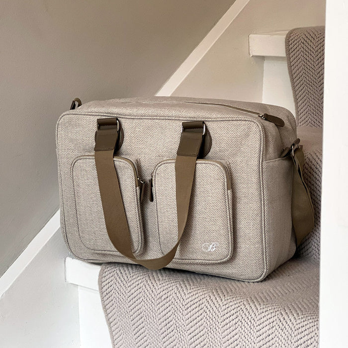 Deluxe Changing Bag - Oatmeal Herringbone - Grade A