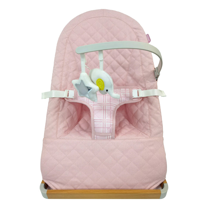 Baby Bouncer with Toy Bar - Pink Plaid - Grade A