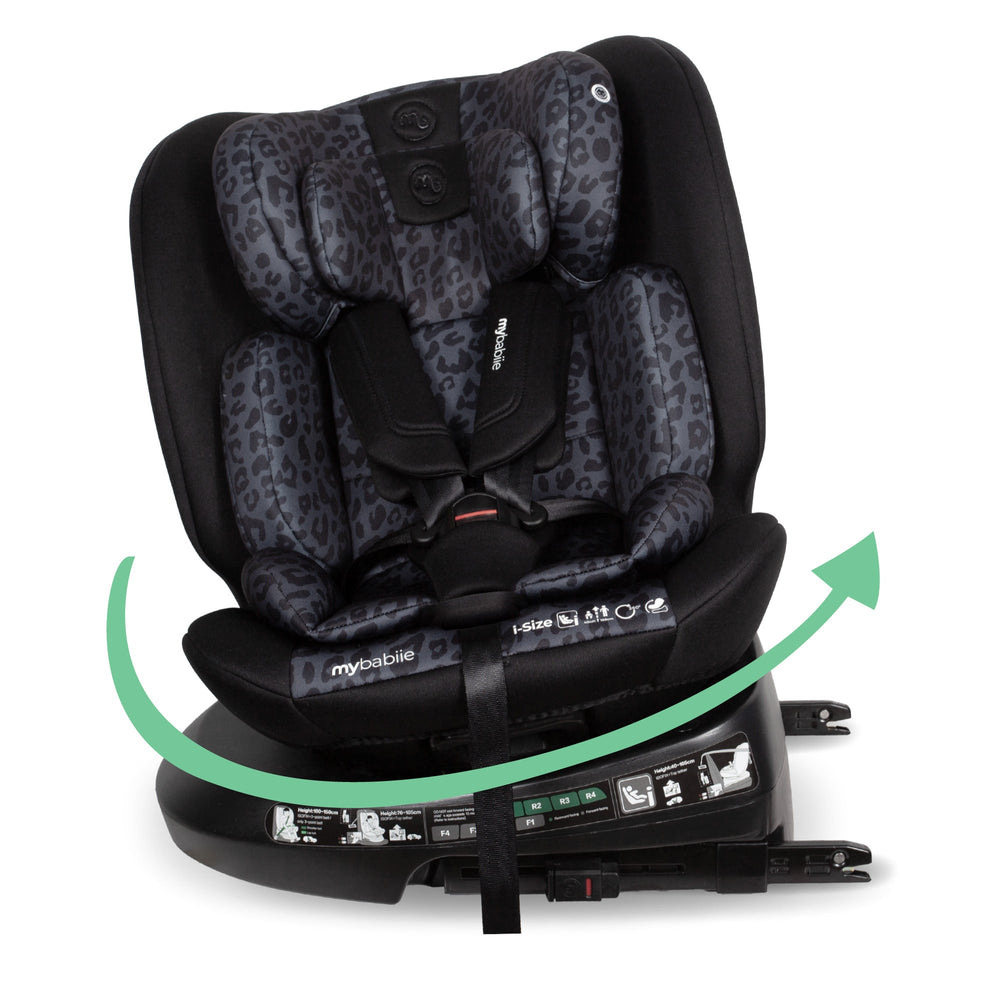 MBCS200 Spin R129 Car Seat with Top Tether - Black Leopard