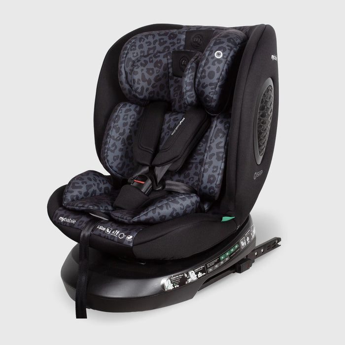 MBCS200 Spin R129 Car Seat with Top Tether - Black Leopard