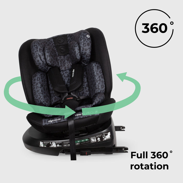 MBCS200 Spin R129 Car Seat with Top Tether - Black Leopard