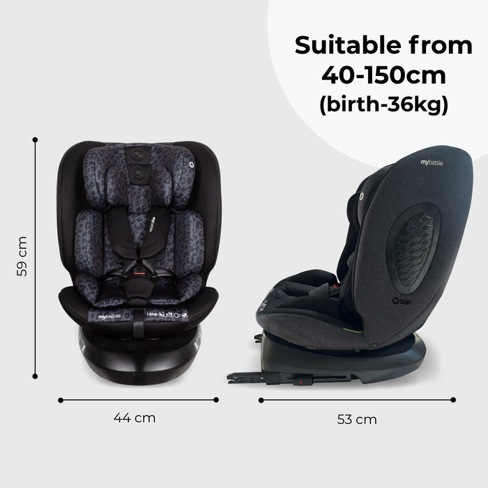 MBCS200 Spin R129 Car Seat with Top Tether - Black Leopard