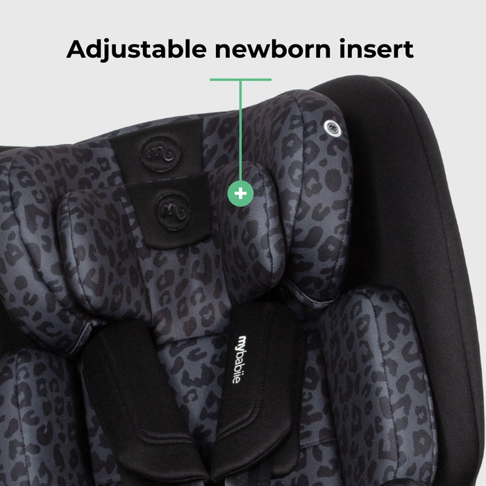 MBCS200 Spin R129 Car Seat with Top Tether - Black Leopard