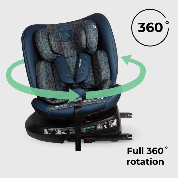 MBCS200 Spin R129 Car Seat with Top Tether - Navy Leopard