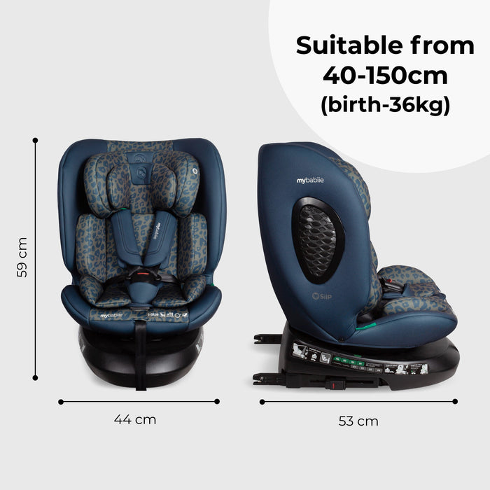 MBCS200 Spin R129 Car Seat with Top Tether - Navy Leopard