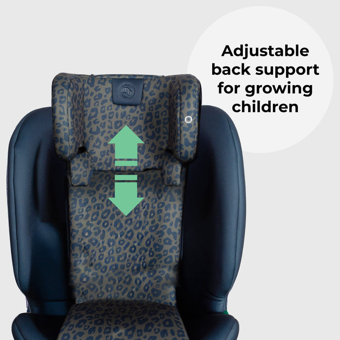 MBCS200 Spin R129 Car Seat with Top Tether - Navy Leopard