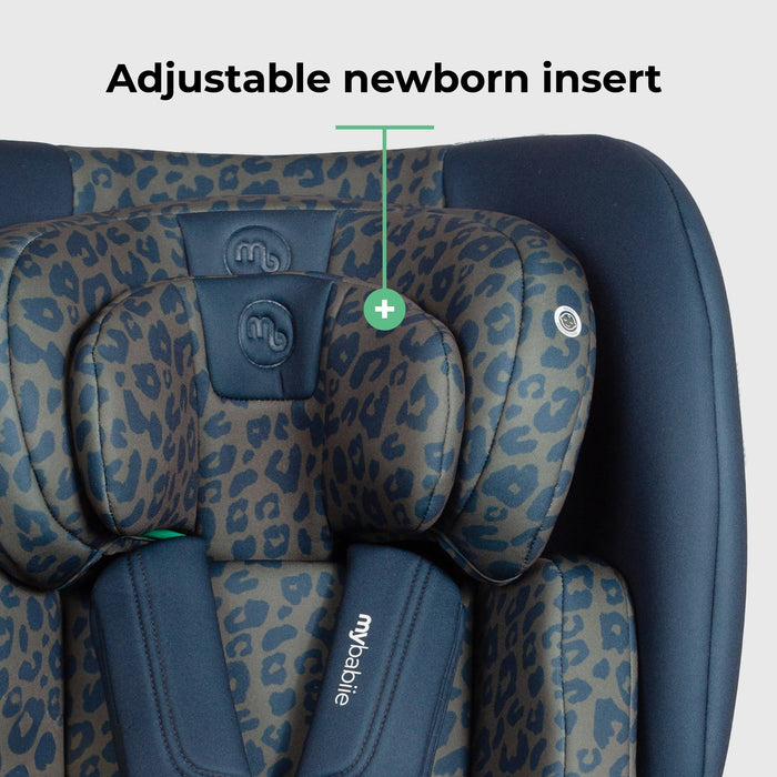 MBCS200 Spin R129 Car Seat with Top Tether - Navy Leopard
