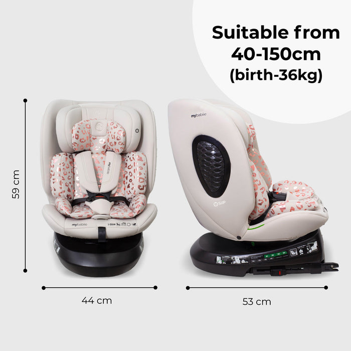 MBCS200 Spin R129 Car Seat with Top Tether - Pink Leopard - GRADE A