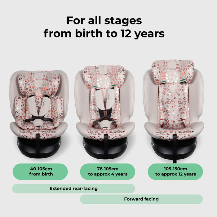 MBCS200 Spin R129 Car Seat with Top Tether - Pink Leopard