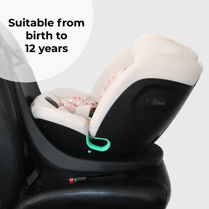 MBCS300 Easy Spin R129 Car Seat with Top Tether - Pink Leopard