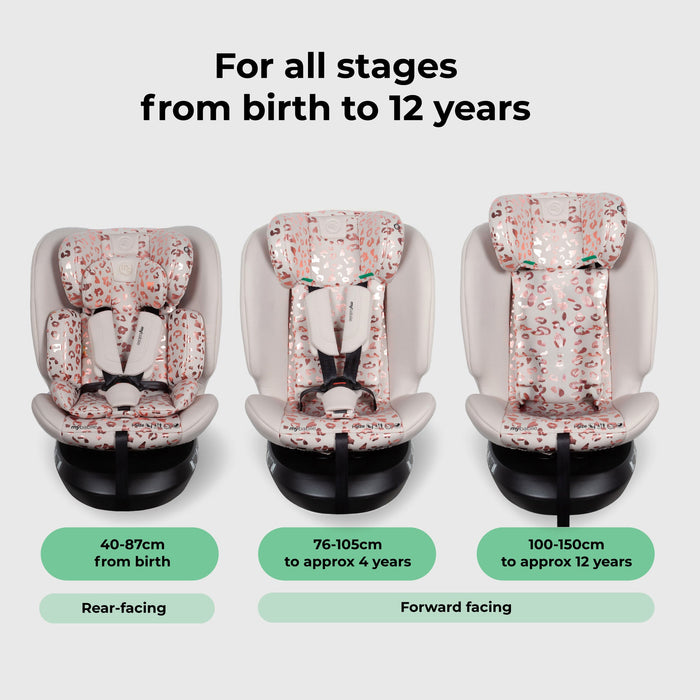 MBCS300 Easy Spin R129 Car Seat with Top Tether - Pink Leopard