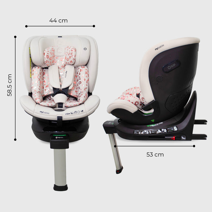 MBCS400 Spin R129 Car Seat with Support Leg - Pink Leopard - Grade A