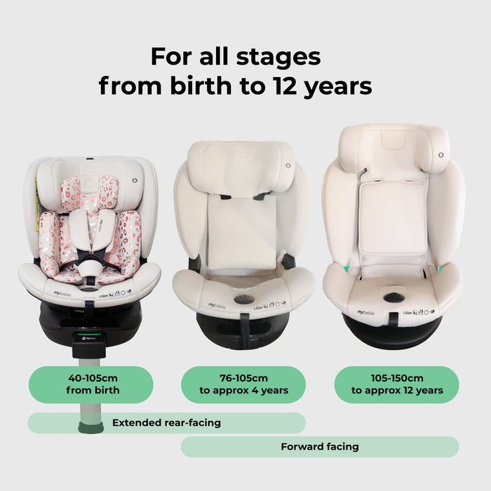 MBCS400 Spin R129 Car Seat with Support Leg - Pink Leopard