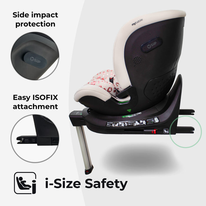 MBCS400 Spin R129 Car Seat with Support Leg - Pink Leopard