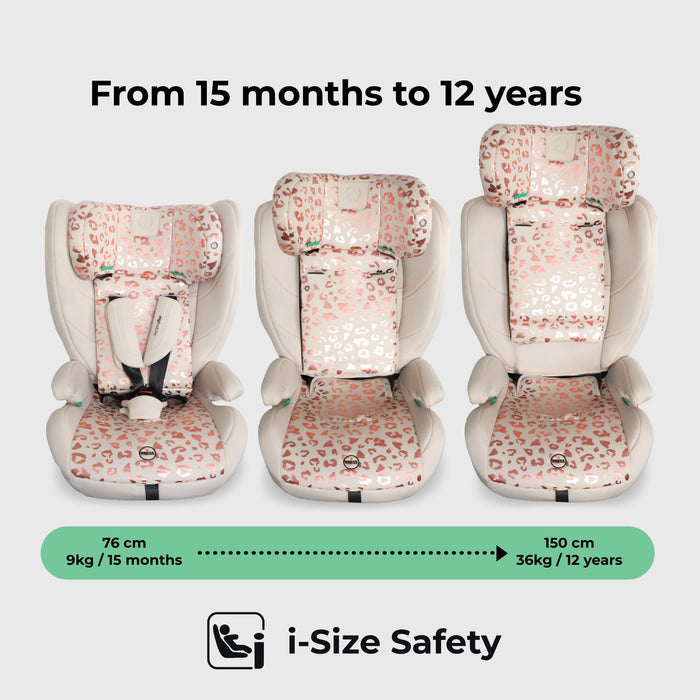 MBCS75 Toddler to Booster R129 Car Seat with ISOFIX - Pink Leopard