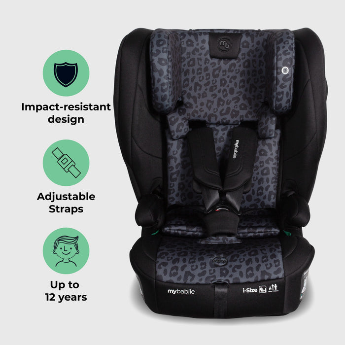 MBCS80 Foldable Toddler to Booster R129 Car Seat with ISOFIX - Black Leopard