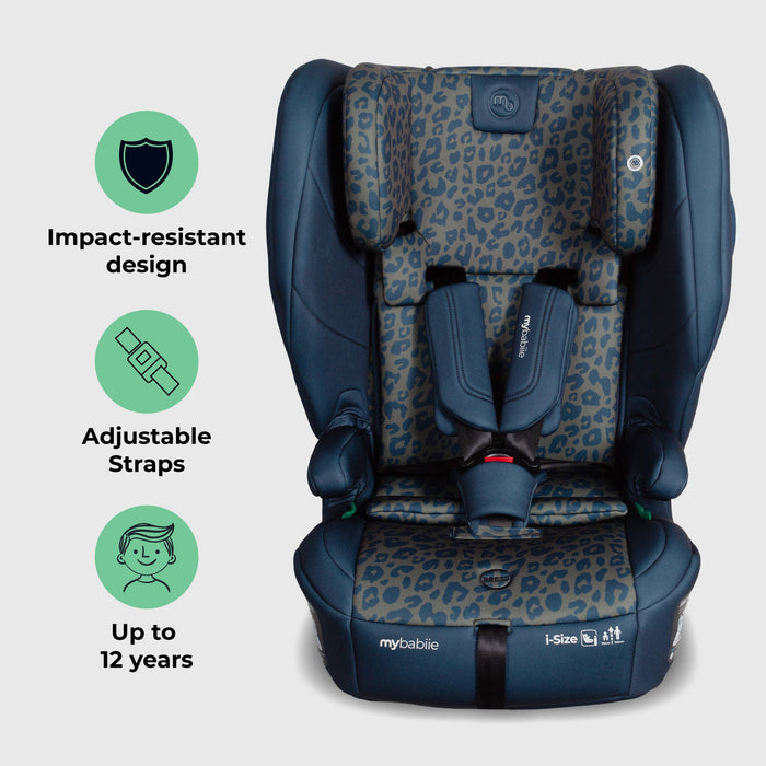 MBCS80 Foldable Toddler to Booster R129 Car Seat with ISOFIX - Navy Leopard