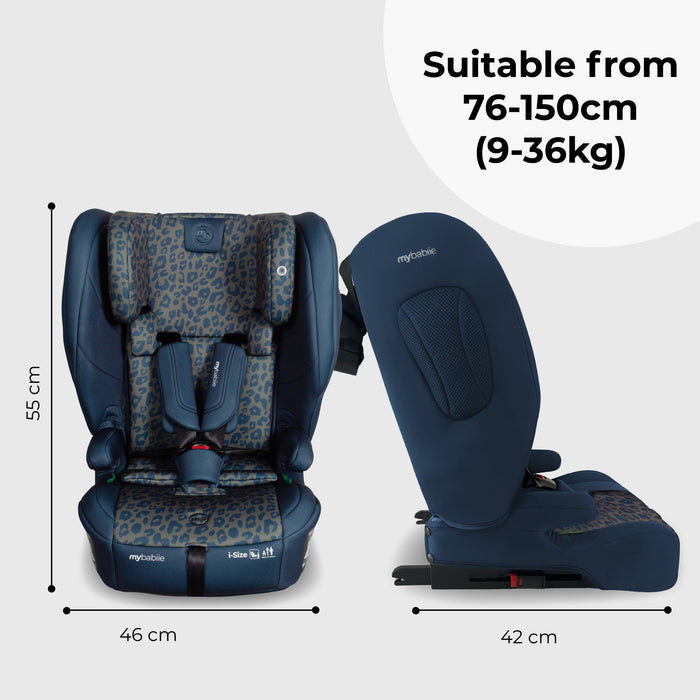 MBCS80 Foldable Toddler to Booster R129 Car Seat with ISOFIX - Navy Leopard