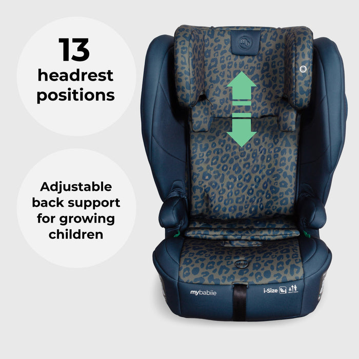 MBCS80 Foldable Toddler to Booster R129 Car Seat with ISOFIX - Navy Leopard