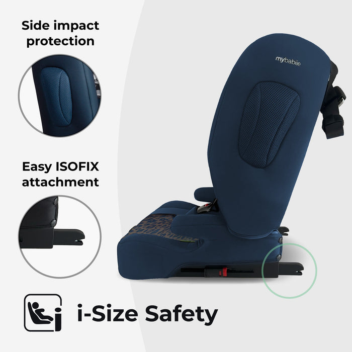 MBCS80 Foldable Toddler to Booster R129 Car Seat with ISOFIX - Navy Leopard