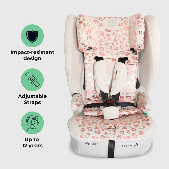 MBCS80 Foldable Toddler to Booster R129 Car Seat with ISOFIX - Pink Leopard