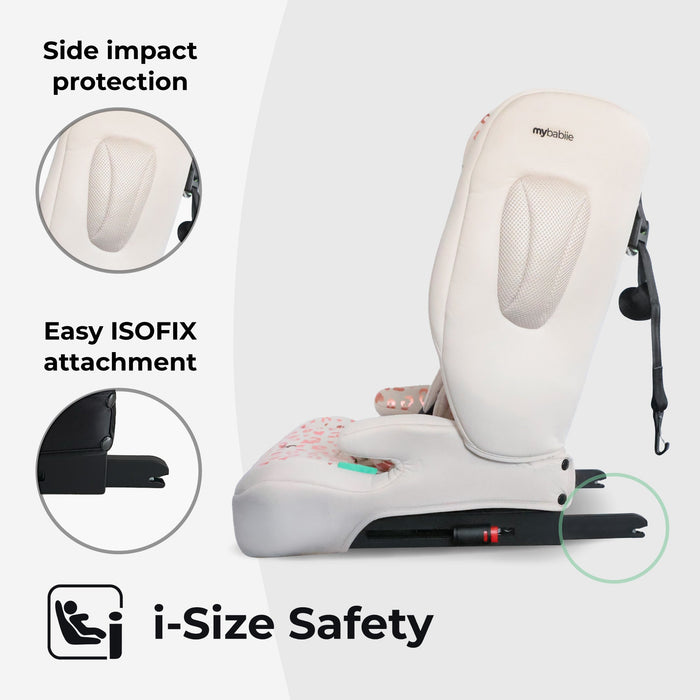 MBCS80 Foldable Toddler to Booster R129 Car Seat with ISOFIX - Pink Leopard