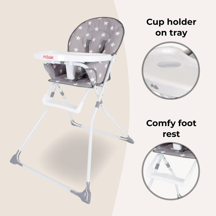 MBHC1 Compact Highchair - Grey Stars - Grade B