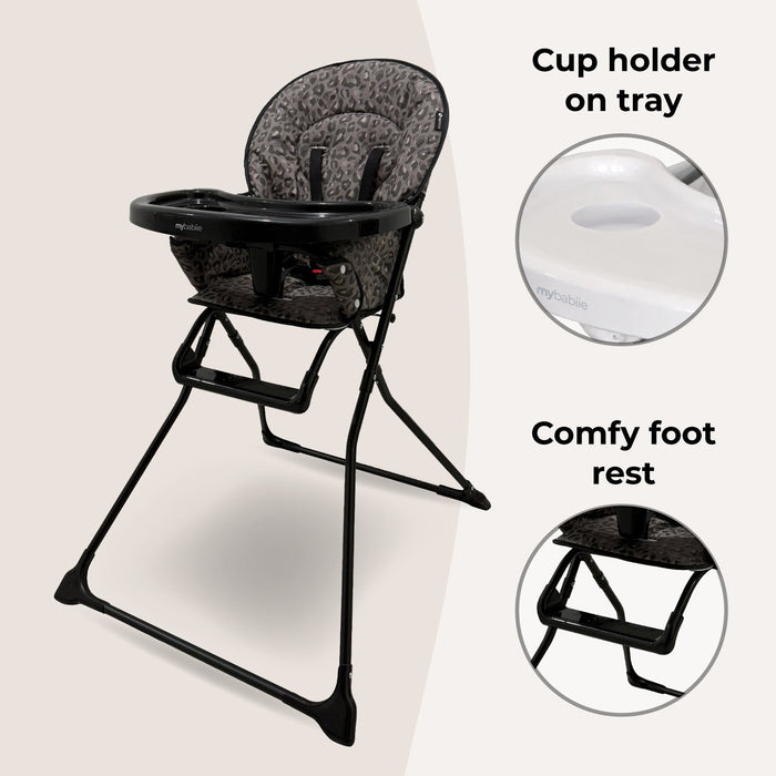 MBHC1 Compact Highchair - Black Leopard