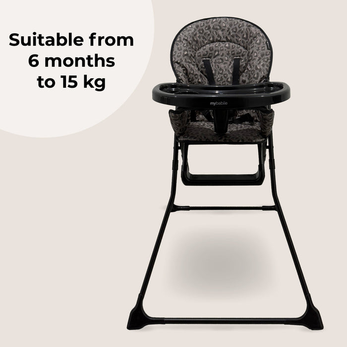 MBHC1 Compact Highchair - Black Leopard