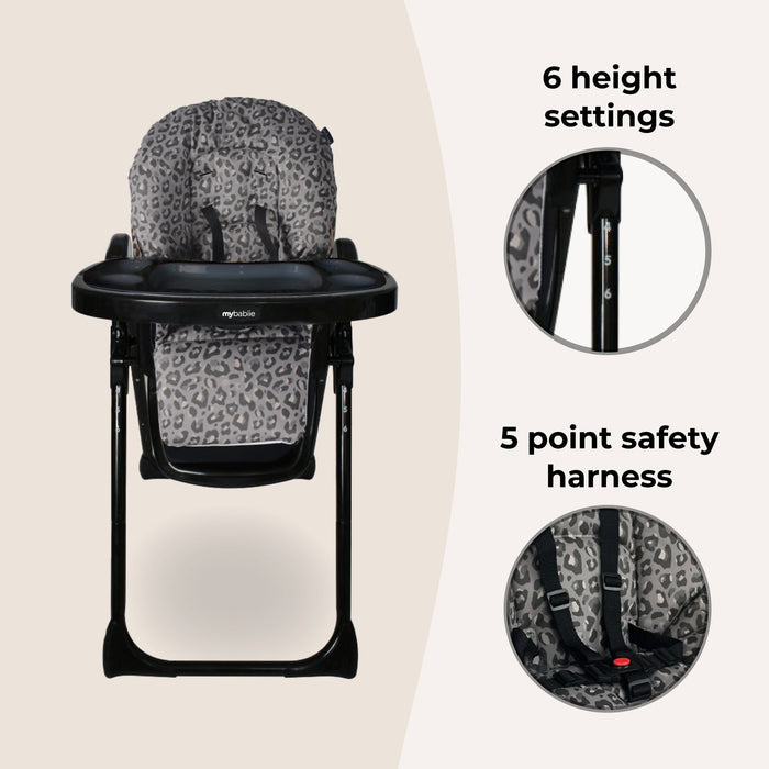 MBHC8 Premium Highchair - Black Leopard - Grade C