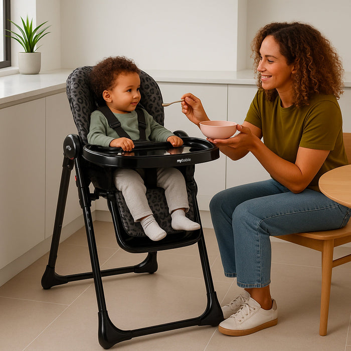 MBHC8 Premium Highchair - Black Leopard - Grade A