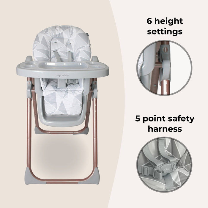 MBHC8 Premium Highchair - Rose Gold Grey - Grade A