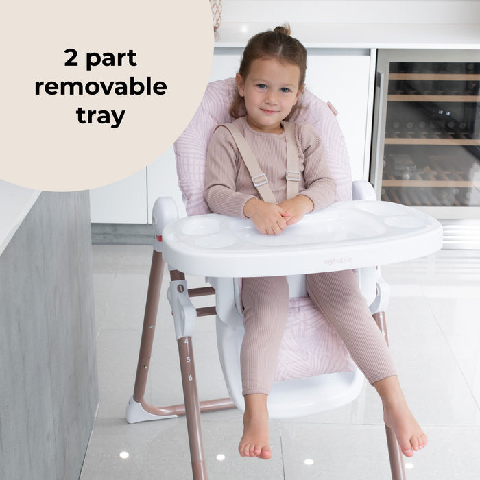 MBHC8 Premium Highchair - Rose Gold Blush Tropical - Grade A