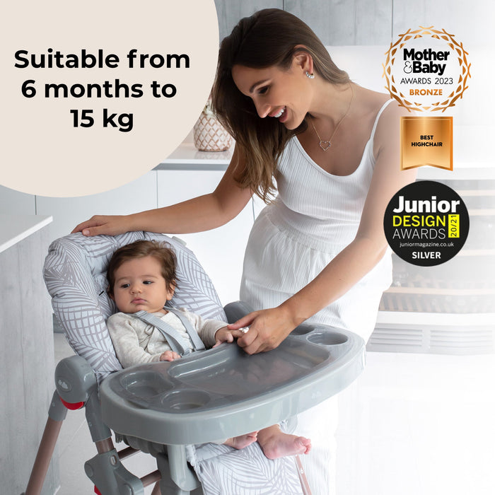 MBHC8 Premium Highchair - Rose Gold Grey Tropical - Grade A