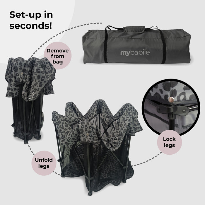 Baby Playpen - Grey Leopard