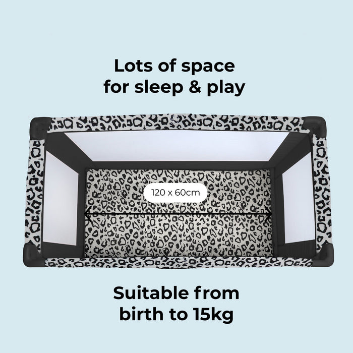 My Babiie Leopard Travel Cot - Grade B