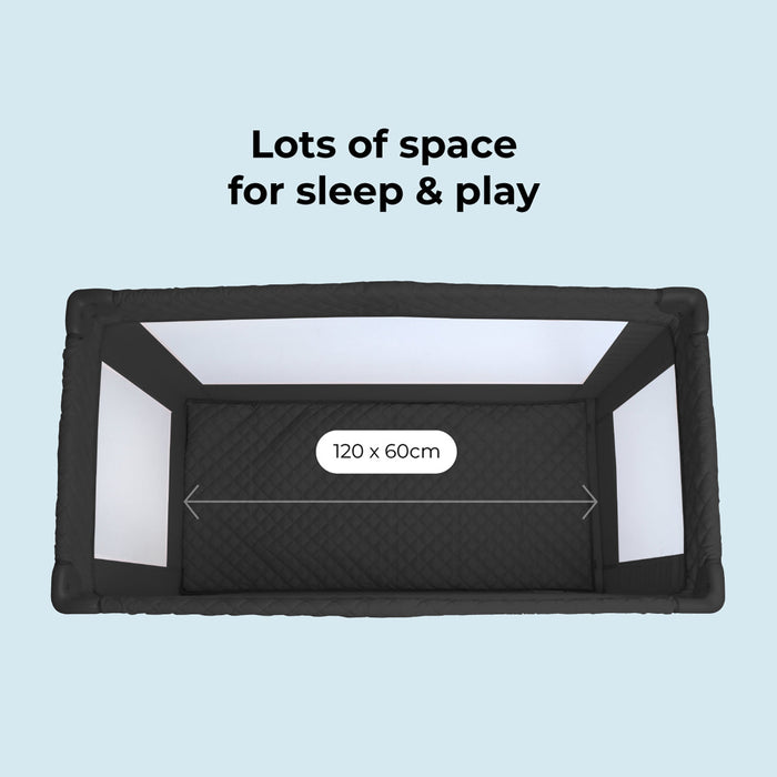 My Babiie Black Quilted Travel Cot - Grade C