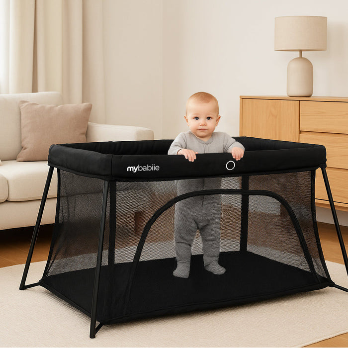 My Babiie Air-Light Luxe Travel Cot - Black - Grade A