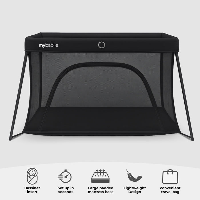 My Babiie Air-Light 3-in-1 Luxe Travel Cot - Black - Grade A